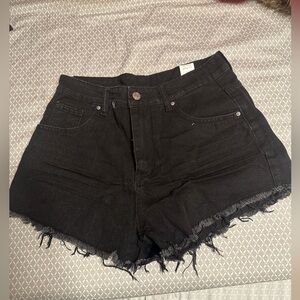 black jean shorts